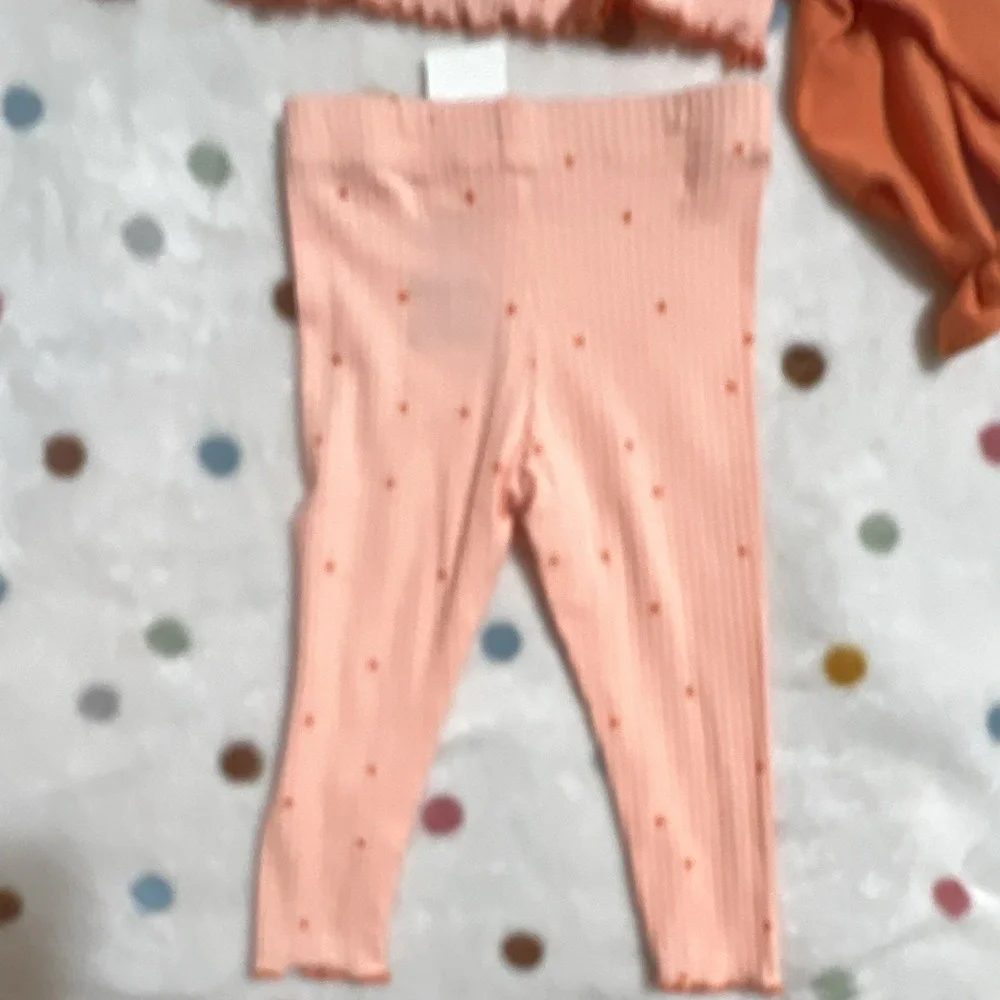 Cat & Jack Girls 3pc Ribbed Polka Dot Long Sleeve Pants Set 6-9M